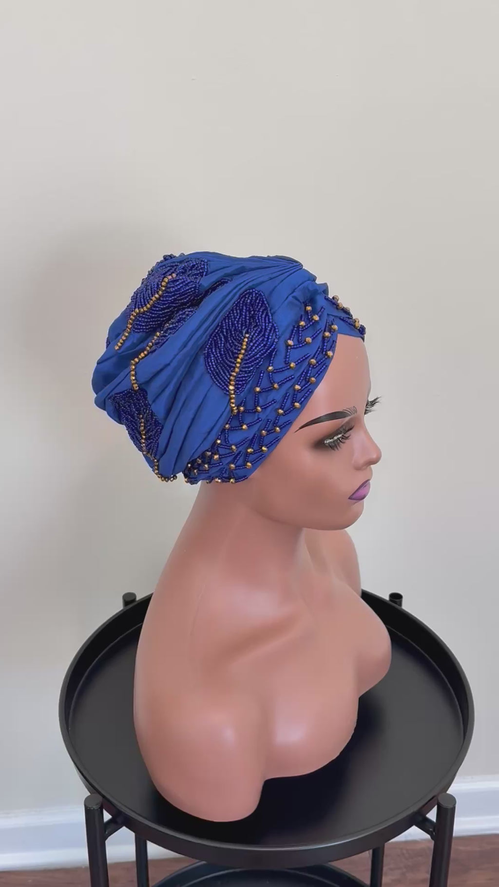 Luxury Beaded Turban with Gold finish