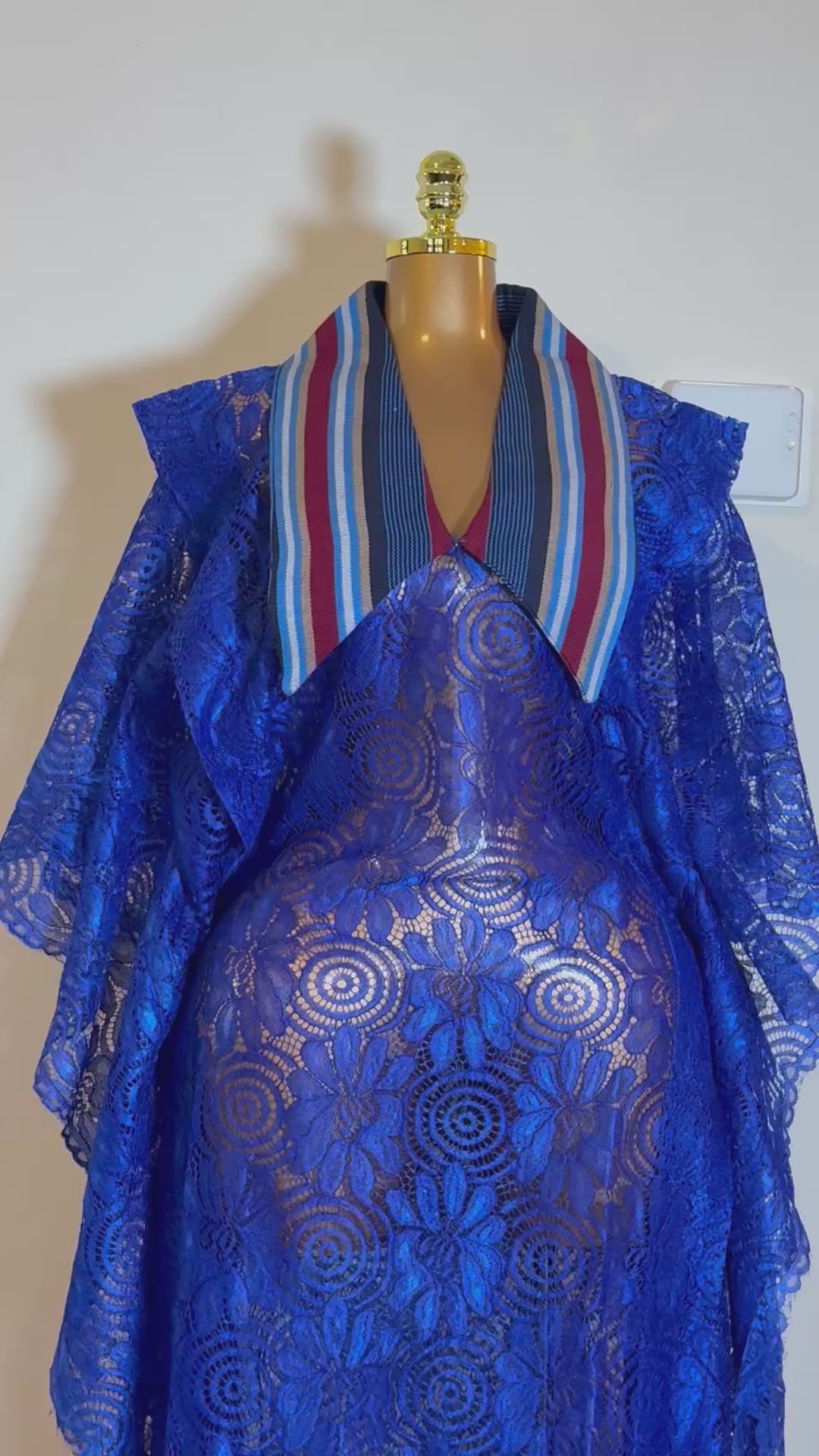 Royal Blue Lace Boubou with ASOKE Neckline