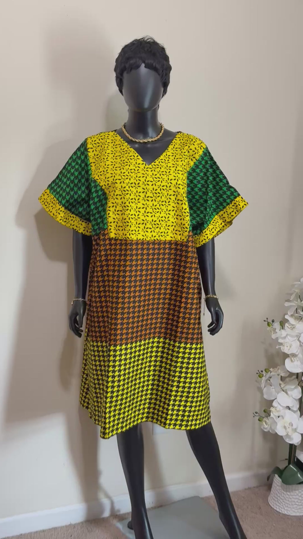 Nadia luxury short Bubu dress 100 % cotton