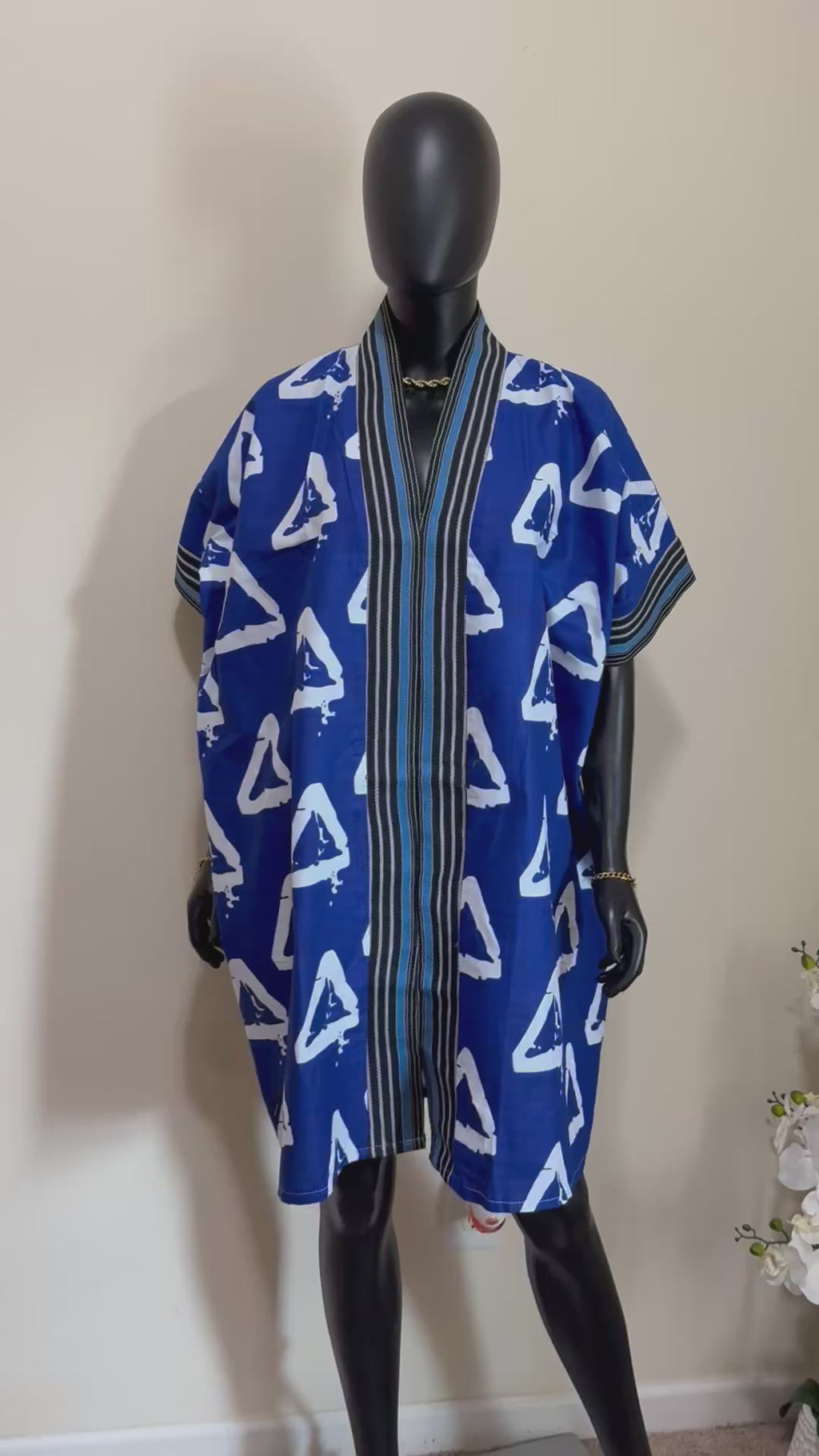 Chic Short Bubu Dress with Aso Oke Detail – One Size, 100% Cotton
