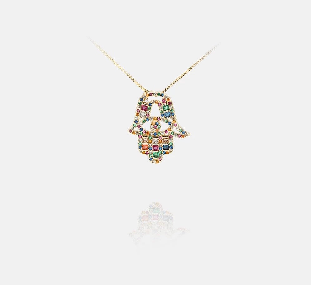 Golden Fatima Hand Necklace