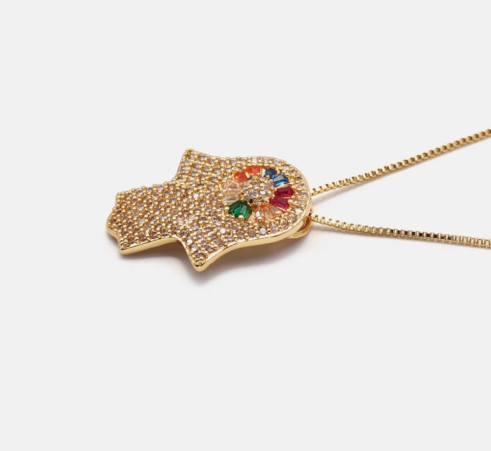 Golden Fatima Hand Necklace