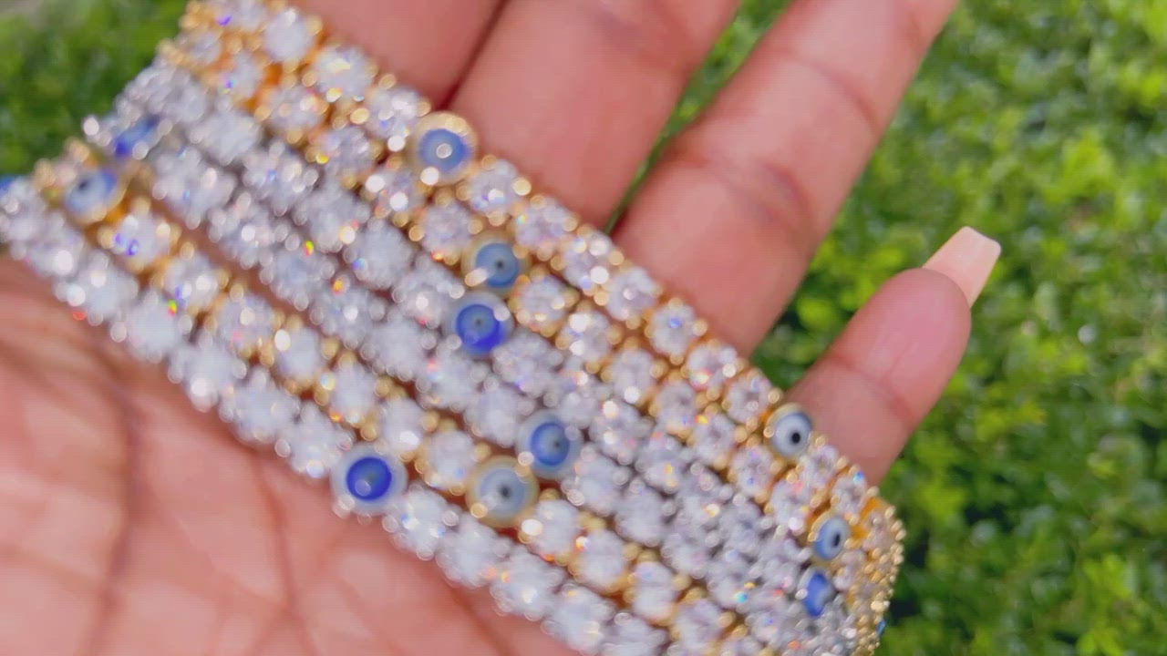 EVIL-EYE TENNIS BRACELET AND ANKLET