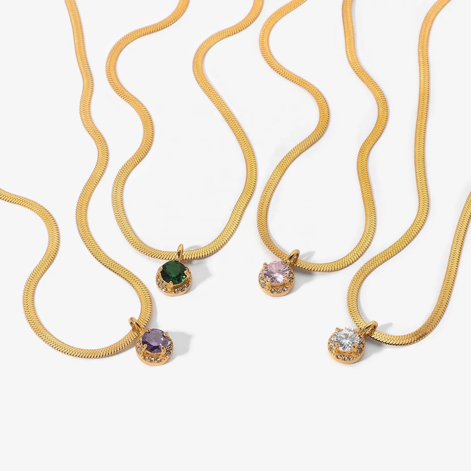 HERRINGBONE GEMSTONE NECKLACE