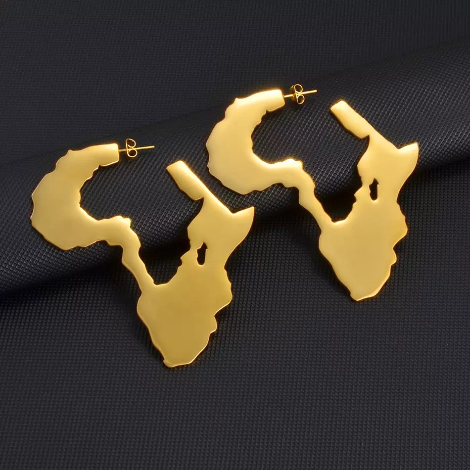 HOLLOW MAP HOOP EARRING
