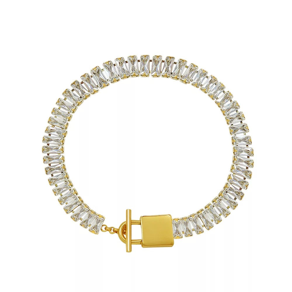 18K LOCK BUCKLE TENNIS BRACELET