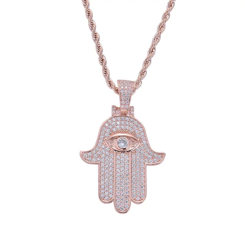 ICY FATIMA HAND NECKLACE