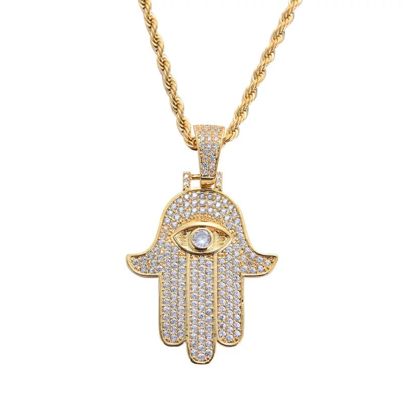 ICY FATIMA HAND NECKLACE