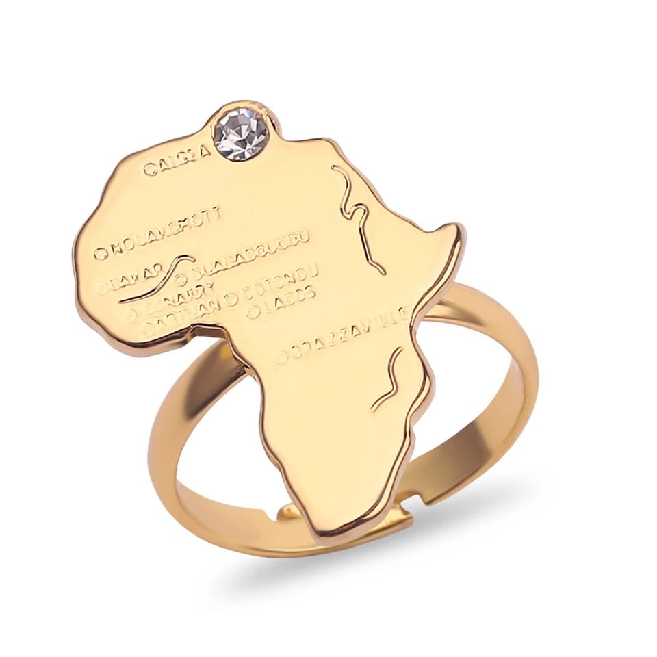 ADJUSTABLE AFRICAN MAP RING