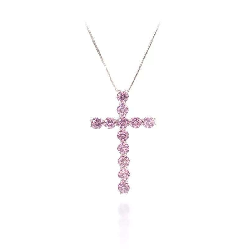 Pink Diamond Cross Necklace