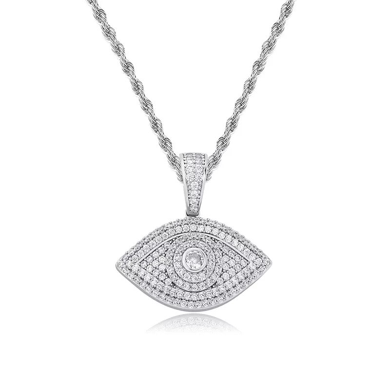 ICY EVIL-EYE PENDANT NECKLACE