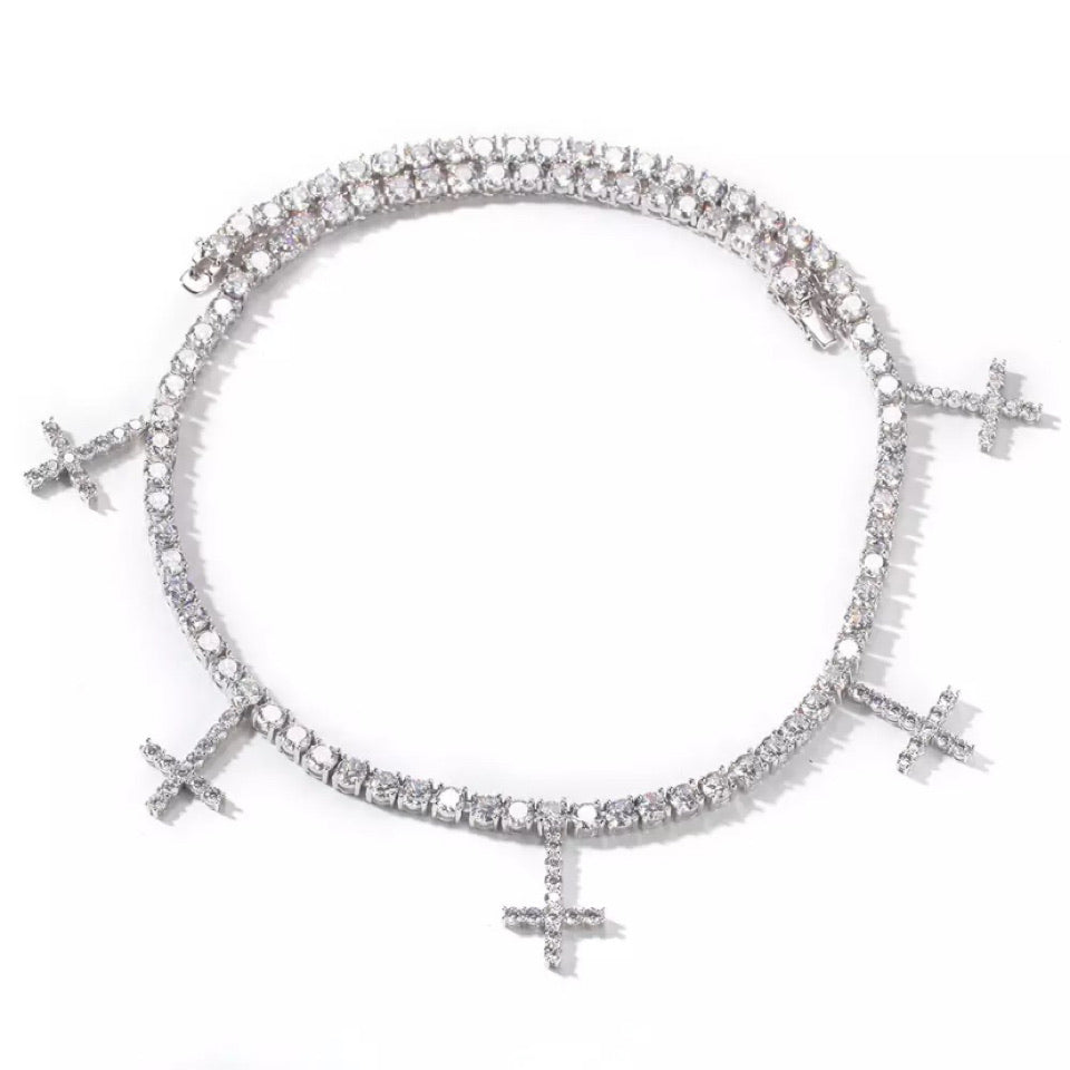 Icy Cross  Tennis Necklace