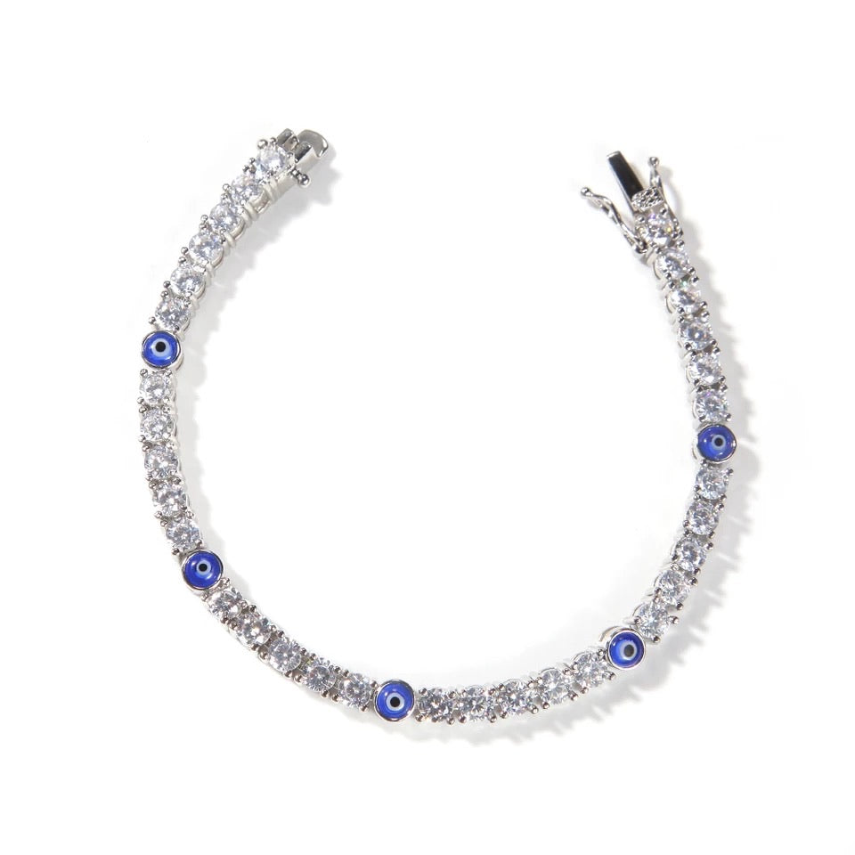 EVIL-EYE TENNIS BRACELET AND ANKLET