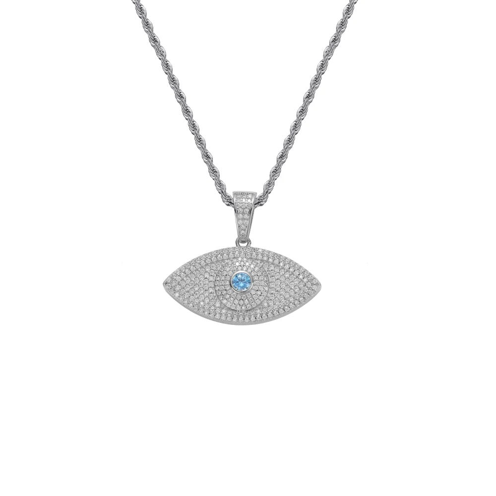 ICY EVIL-EYE PENDANT NECKLACE