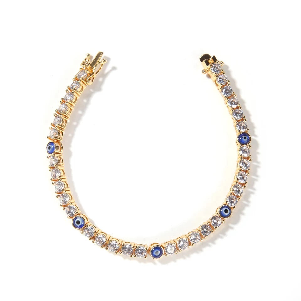 EVIL-EYE TENNIS BRACELET AND ANKLET