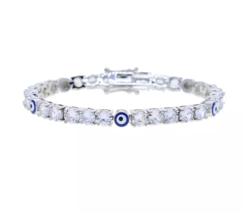 EVIL-EYE TENNIS BRACELET AND ANKLET