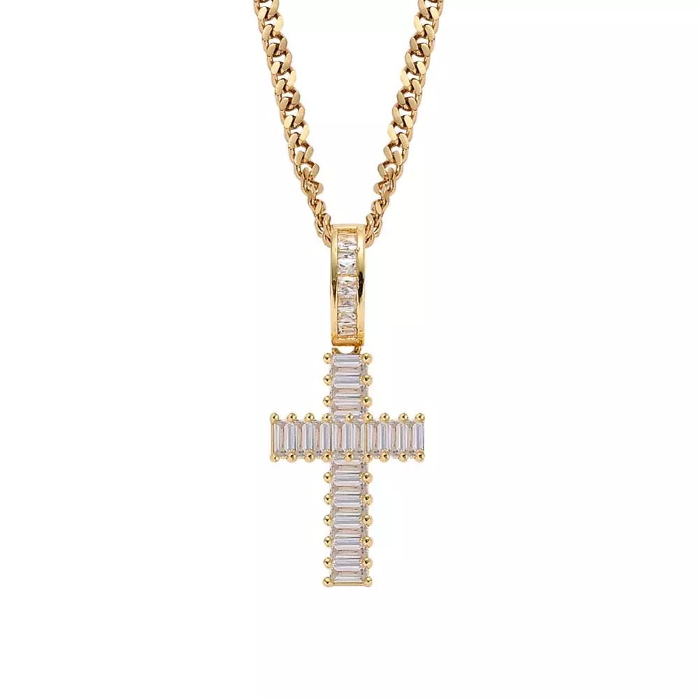 NEW BAGUETTE CROSS NECKLACE